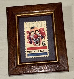 Framed Uncirculated 5cent Stamp  In Memory Of John Ringling 2.5” X 3” Vintage